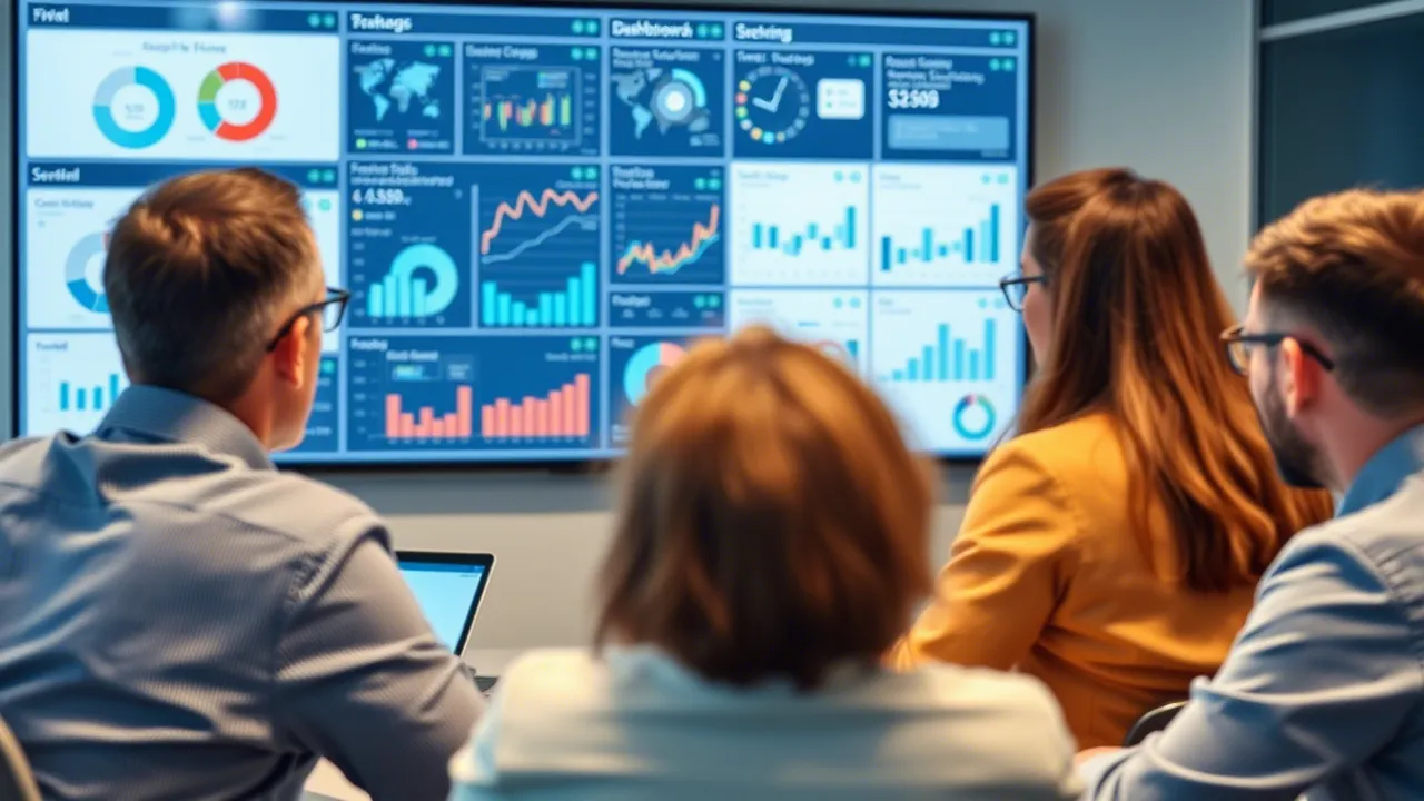 Business-Intelligence-Spezialisten diskutieren und analysieren Kennzahlen