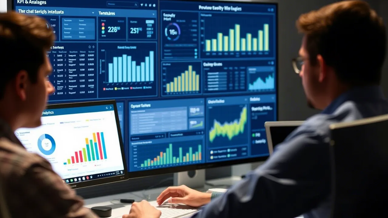 Zwei Data Analysten kooperieren bei der Entwicklung eines Dashboards