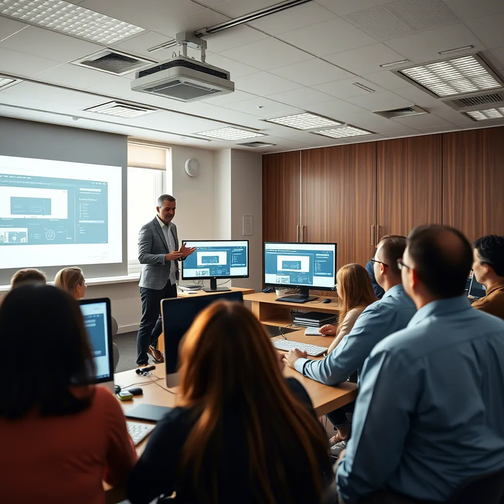 Projektleiter stellt sein neues Softwareprojekt vor